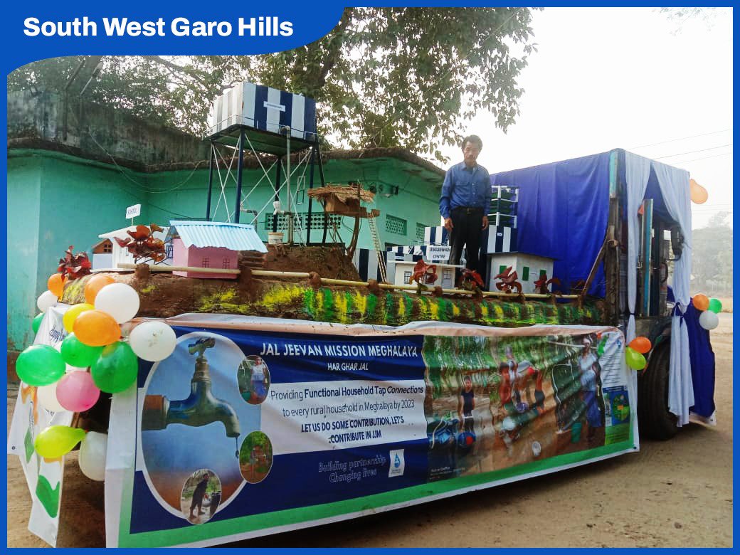 jjmmeghalaya's tweet photo. On the occasion of the 74th Republic Day celebrations, District PHEDs across Meghalaya showcased their tableau to the public about #JalJeevanMission, the importance of water conservation and sustainability
#meghalaya #FHTCs #hargharjal #jalshaktiabhiyan #tapwater #republicday https://t.co/WaUMwHxnLg