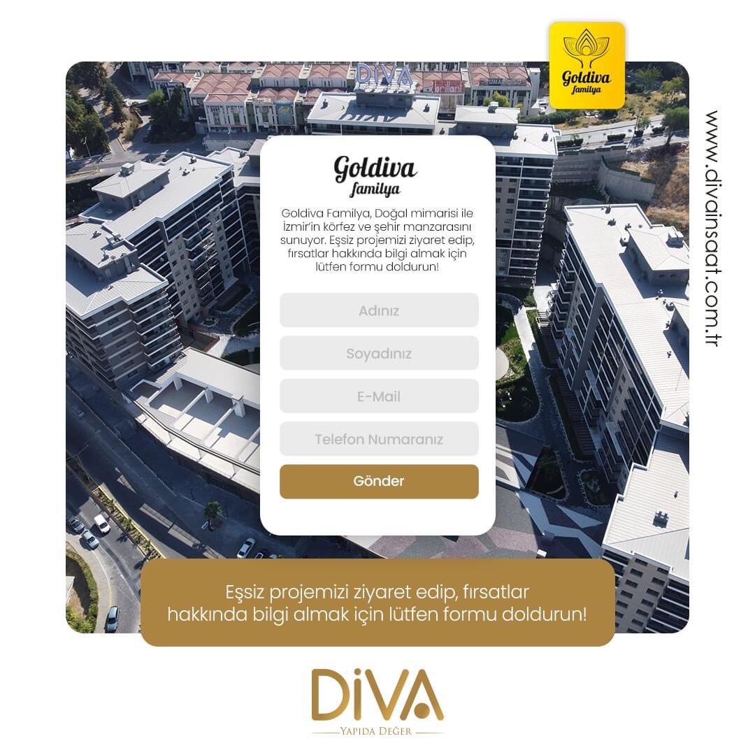 Goldiva Familya projemiz hakkında detaylı bilgi için web sitemizi ziyaret edebilir, 📞0 232 400 2000 numaralı telefondan bizimle iletişime geçebilirsiniz.

#divainsaat #divaplaza #goldivagüney #goldivakuzey #goldivafamilya #izmir #konut