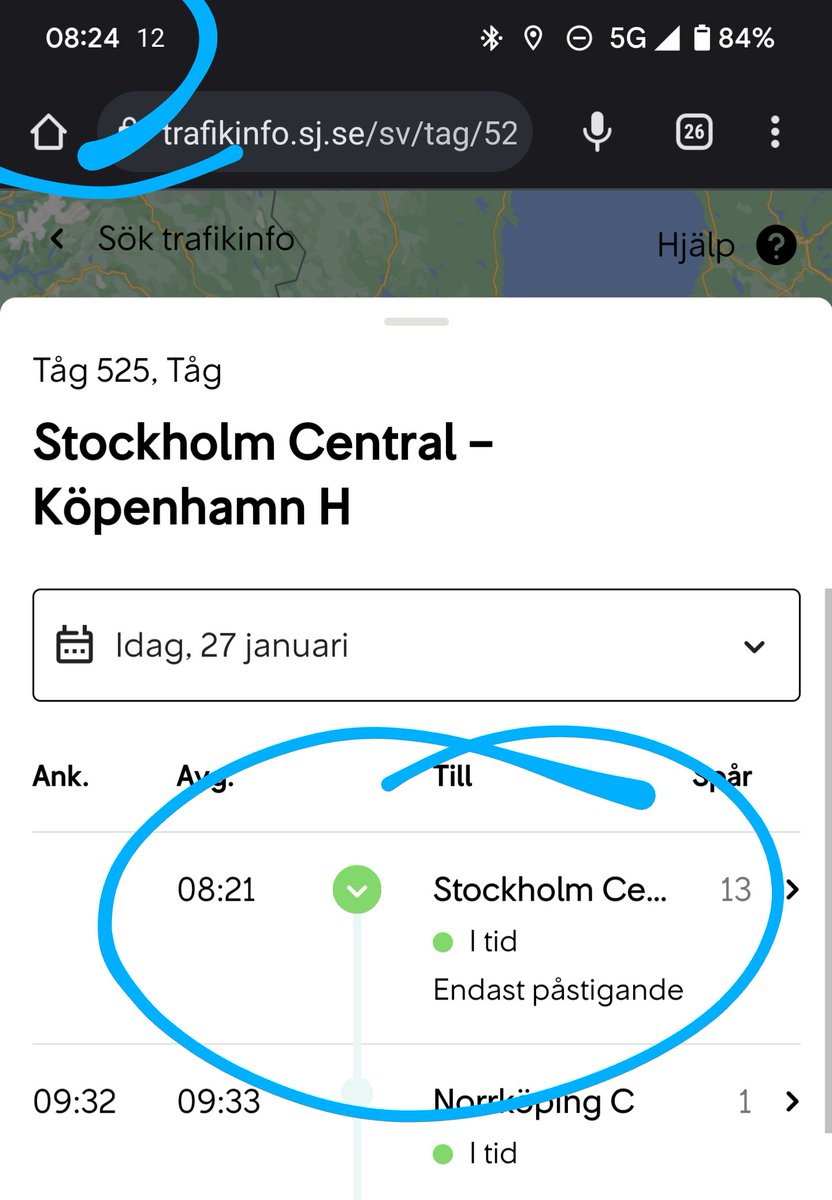 tlund's tweet photo. Det är ok att tåget är sent, men information måste vara uppdaterad och stämma. @SJ_AB https://t.co/Ojbyr5ESZj