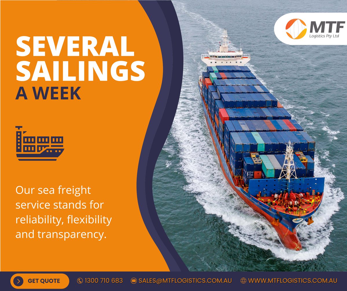 mtflogistics's tweet photo. MTF Logistics offers comprehensive sea freight services to our customers. 🚢

☎️ Get a quote now!

Contact MTF!
🌐https://t.co/fXs1F0JbMD
📧sales@mtflogistics.com.au
📲1300 710 683

#shippingandlogistics #seafreight https://t.co/gAIP7XZVZ8