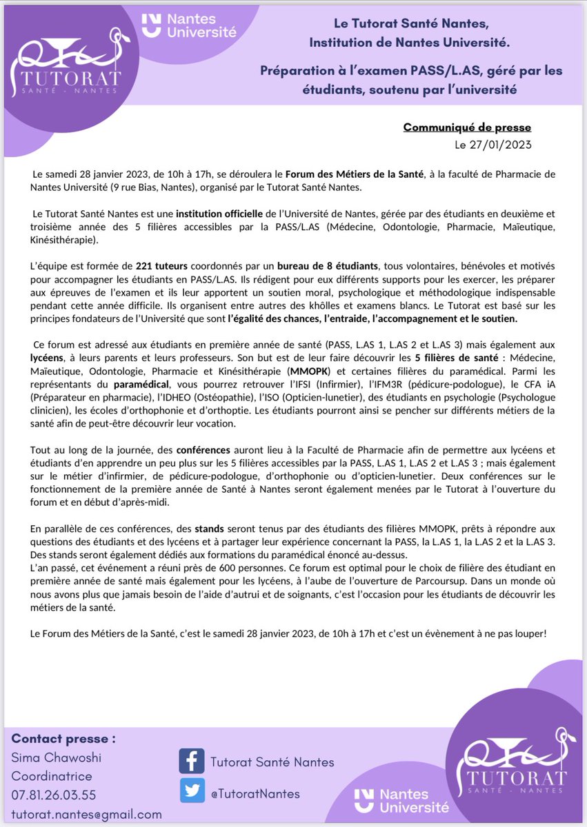 Tutorat Santé Nantes tweet media