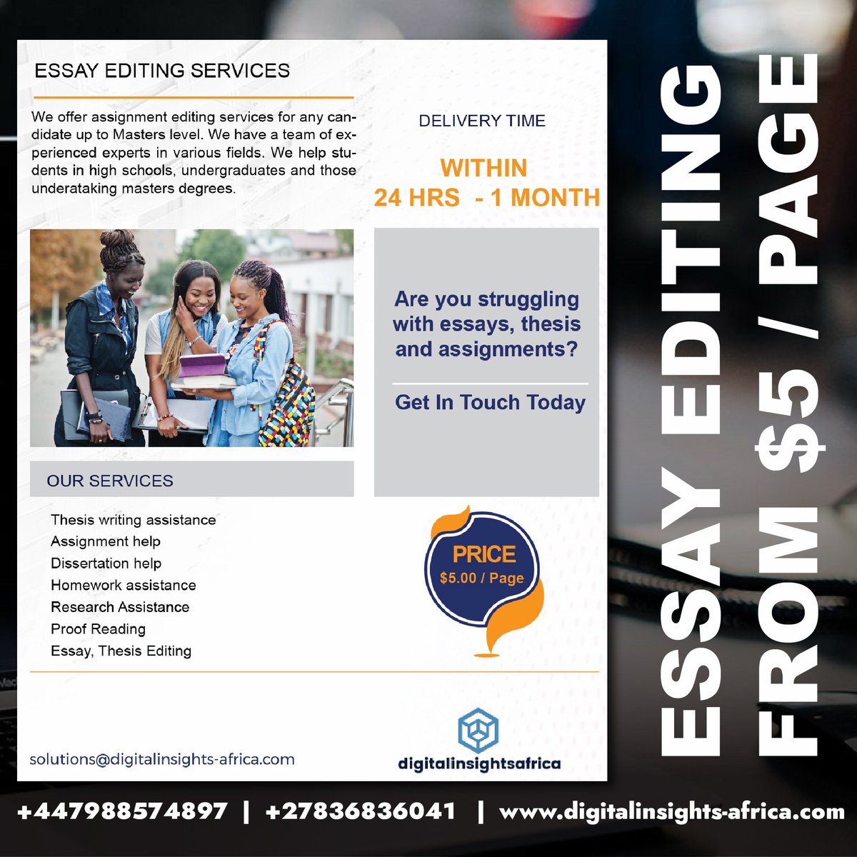 Digitalinsig's tweet image. Essay editing services
From as little as $5
Email us at solutions@digitalinsights-africa.com
#essays #essayediting