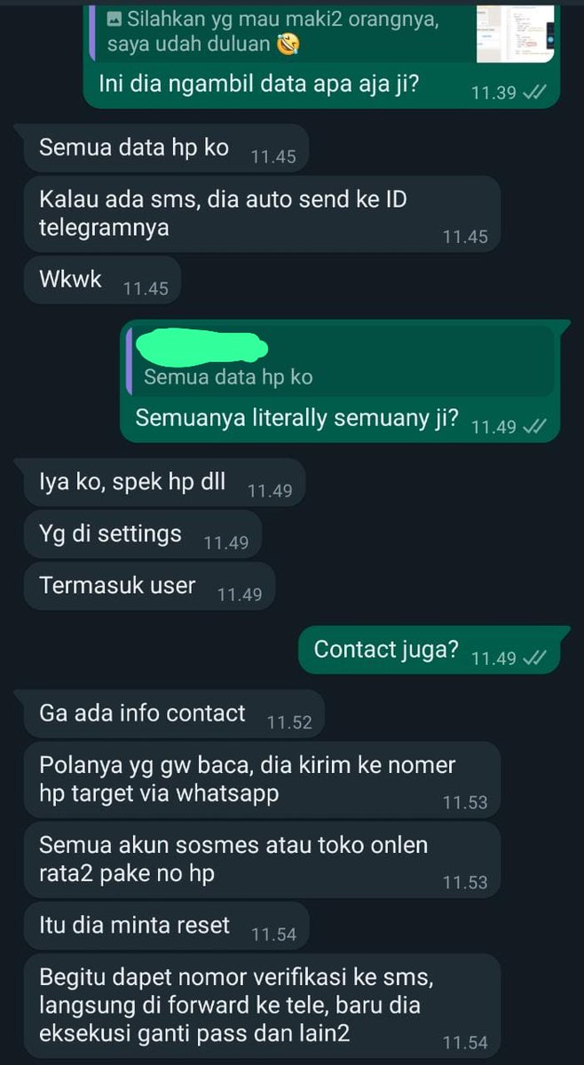 Barusan dapat ini dari temen. Ini contoh modus SNIFFING yang udah dioprek-oprek terus ketauan data/informasi korban ngalir ke mana.

Jadi semua info yang masuk akan terkirim ke telegram pelaku. Di sini dia pake id telegram: Ceria 229.

Siapa tau mau silaturahmi. 😆