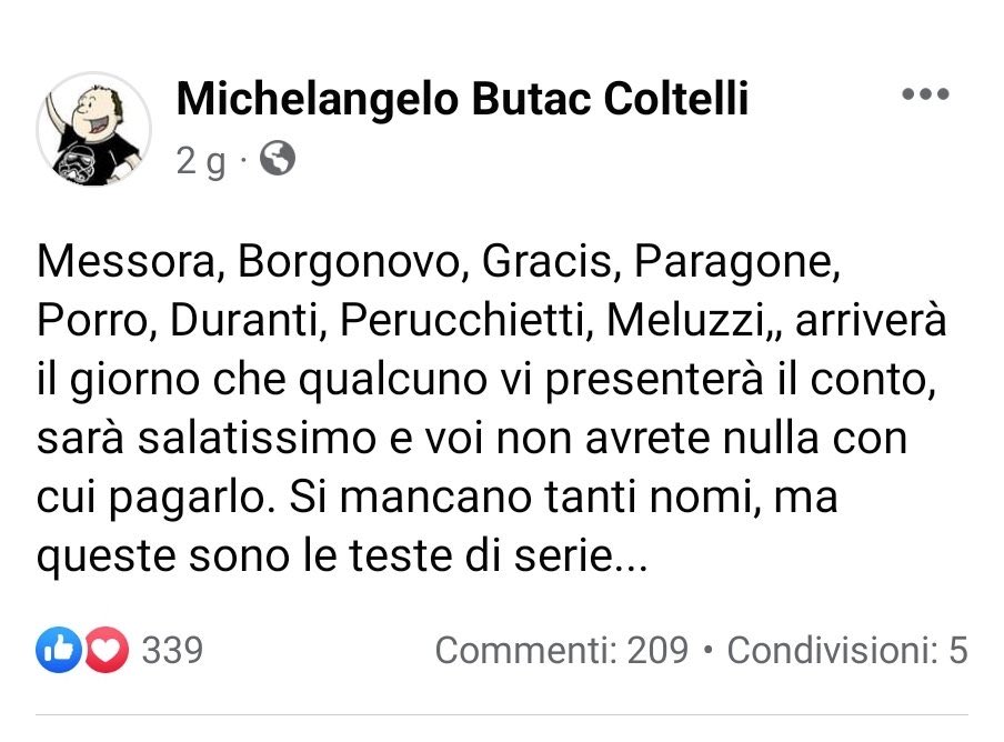 ValeReinstated's tweet photo. Quando la corruzione dà potere agli imbecilli, li illude di essere onnipotenti e queste sono le conseguenze:
palesi minacce mafiose.
#Butac sei una montagna di merda.
È ora del depuratore. https://t.co/Ta3iWyIQDy