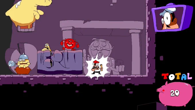 One of Peppino's taunts in Pizza Tower is a reference to a frame in the cartoon Adventures of Sonic the Hedgehog, in which Dr. Robotnik is holding a diploma and wear an academic cap. 