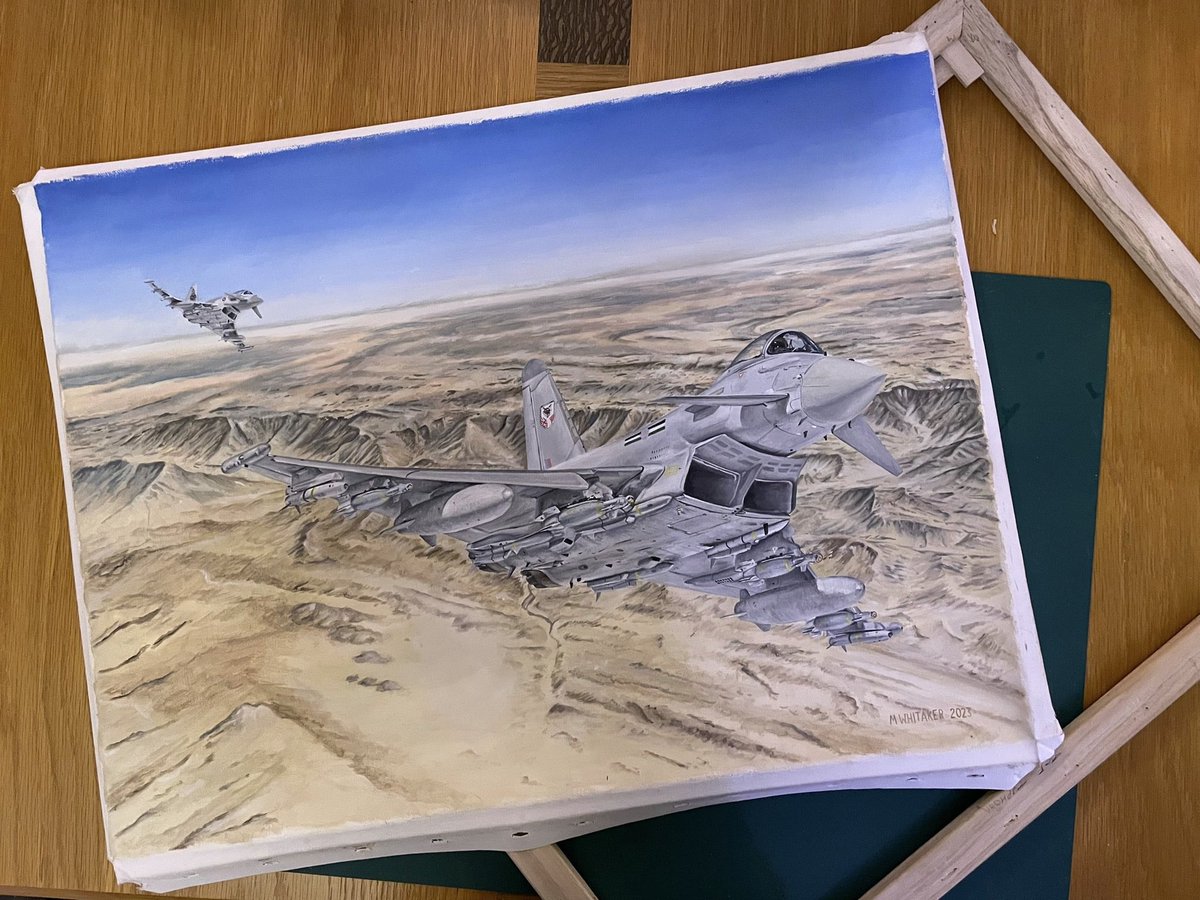 Markrunsnflys's tweet image. Off its frames and off to the printers today. 

#planespotter #fastjets #workinprogress #typhoon #rafconningsby #bae #raflossiemouth #eurofighter #12squadron #royalairforce #raf #qatar #qatariairforce #qataremiriairforce #painting #aviation #aviationart #oilpainting