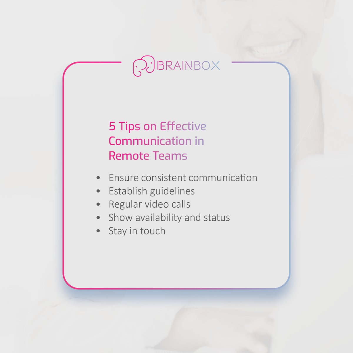 hello_brainbox's tweet photo. Learn how to establish guidelines, ensure consistent communication and foster trust in remote teams here: https://t.co/lom11rGtNE 

If you need more guidance, feel free to contact us at inquiries@brain-box.com.au today.

#wearebrainbox #businesstips #remoteteams #communication https://t.co/9t59YJYI3k