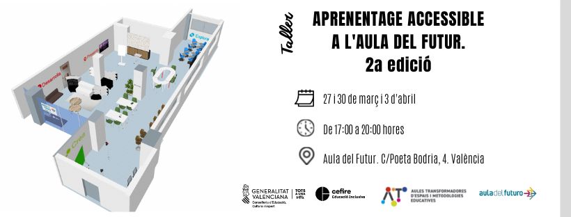 📣 Oberta inscripció!

👉 Taller presencial "Aprenentatge accessible a l'aula del futur"

📆 27 i 30 de març i 3 d'abril
📍 Lloc: Aula del futur 
⏰ De 17 a 20 hores

Tota la informació i inscripcions ⬇️
cefire.edu.gva.es/sfp/index.php?…