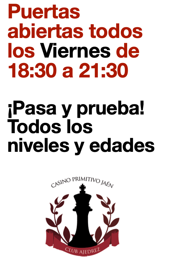 AjedrezJaen's tweet photo. ¡Viernes! Día de puertas abiertas en el Casino Primitivo... Calle Maestra, 16 
Si te gusta el Ajedrez pásate y prueba. https://t.co/WPIwLMcX15