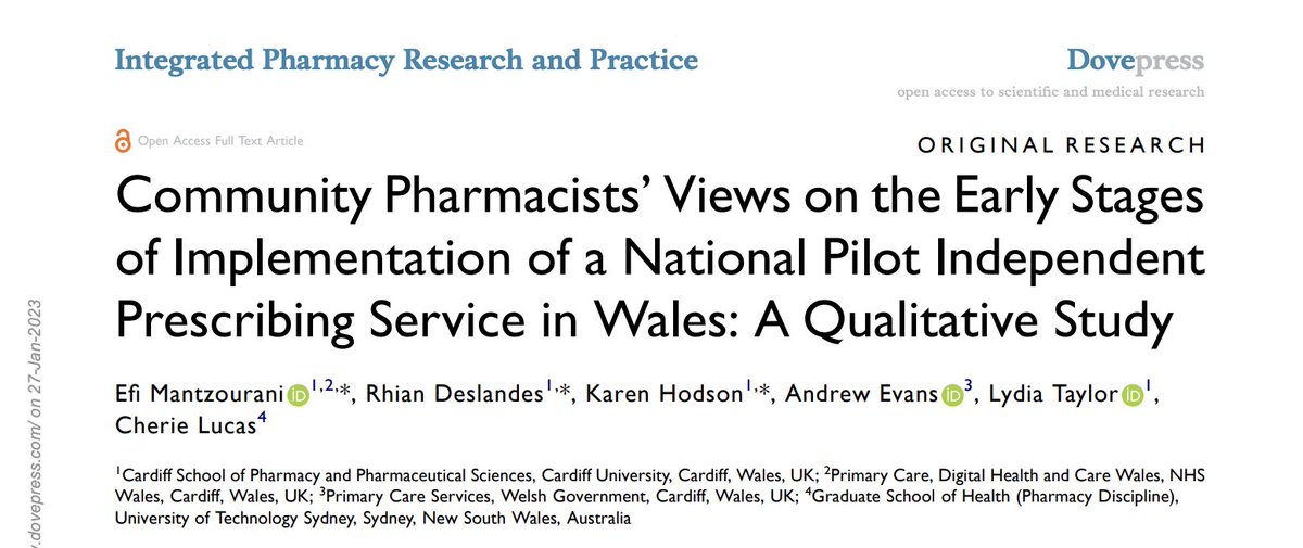 An honour to be working with a great team  @cardiffuni led by Dr @efi_mantz #PharmacistPrescribing cc @LucasReflection @hodsonkl @AndrewEvansCPhO @Cheryl08756761 @RPS_Wales @DHCWales @UTS_Health @UTS_GRS