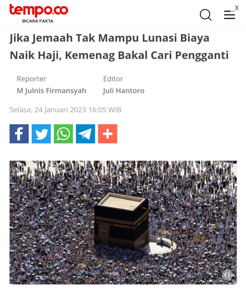 indowfofficial's tweet photo. JIKA JEMAAH TAK MAMPU LUNASI BIAYA NAIK HAJI,KEMENAG BAKAL CARI PENGGANTI!

Link : https://t.co/JO1rrHLX1Y

Selengkapnya diutas : https://t.co/EZXTmUACiL