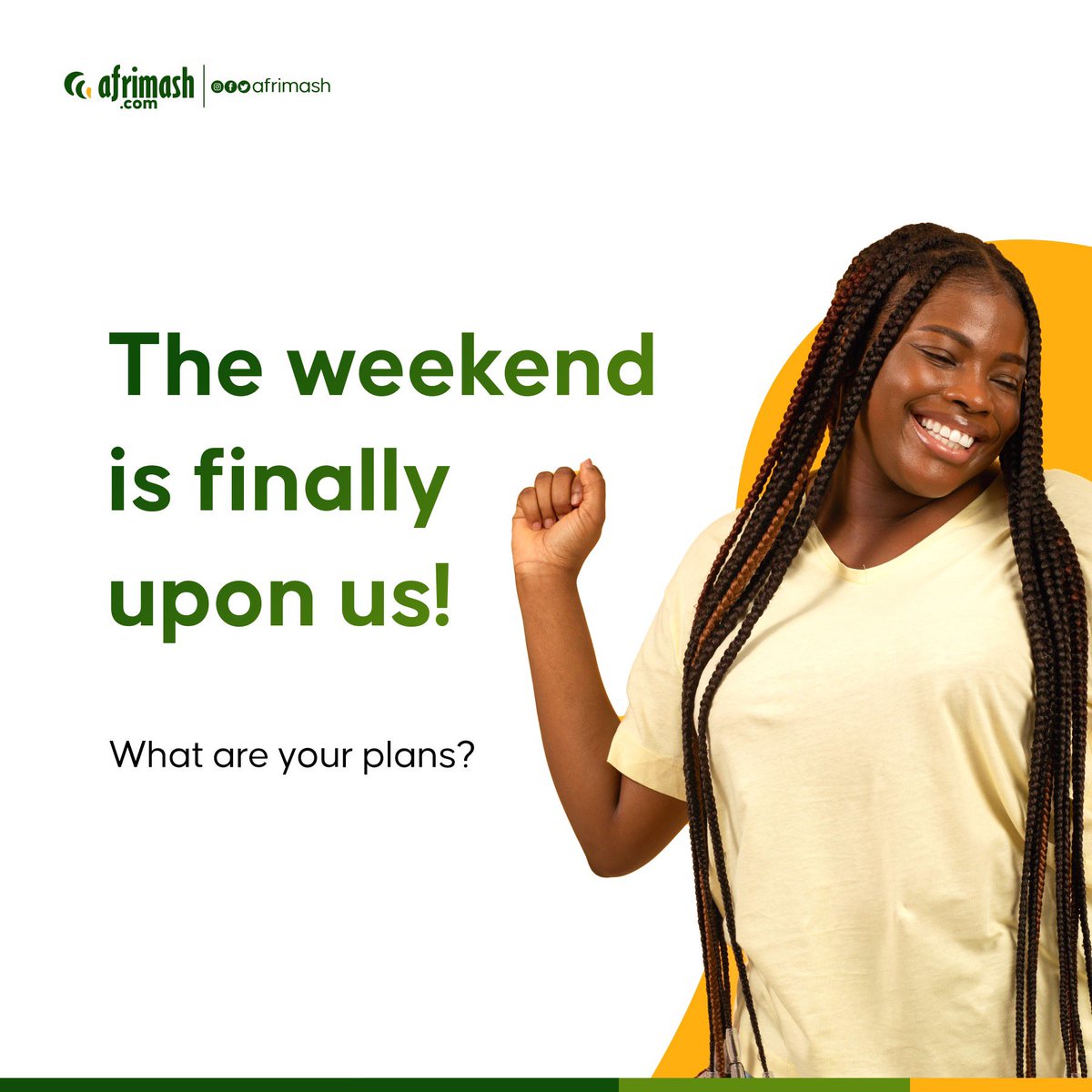 afrimash's tweet photo. Imagine living a life where everyday is your Saturdays and Sundays. What would you get to do?
#afrimash #weekend #tgif #weekendinabit #weekendsoon #weekendplans #farmsupport #farmersinnigeria #smallscalefarmers #agritech #ecommerce https://t.co/8iYSHkaMfN
