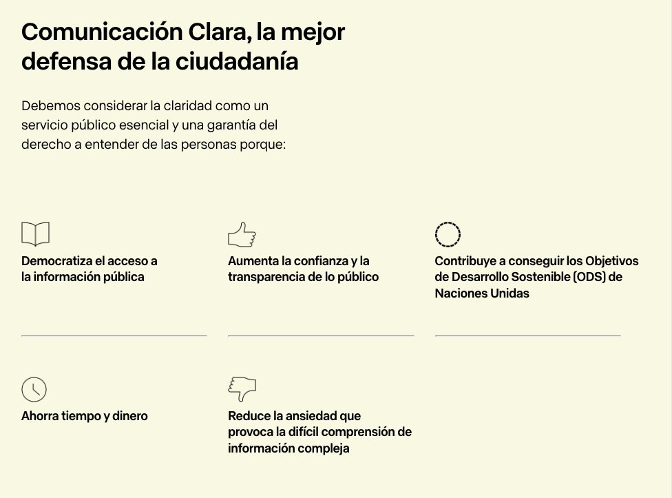 ¿Habla claro la Administración a los públicos vulnerables? La #ComunicaciónClara es la mejor defensa de la ciudadanía.

🧑‍💻Informe sobre el grado de claridad del lenguaje administrativo en España (2020) en comunicacionclara.com/habla-claro-la…

#LenguajeClaro