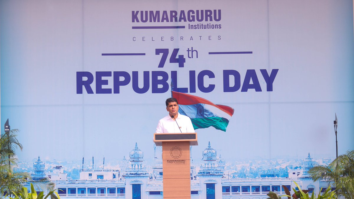 KCTOfficial's tweet photo. The 74th Republic Day celebrations started at #KumaraguruInstitutions with the hoisting of the tricolor at The Orb by Shri Shankar Vanavarayar, Joint Correspondent, Kumaraguru Institutions.
#republicday #republicday #nccrepublicdayparade #nccparade #74thRepublicDay2023 https://t.co/o3icYvOuk0