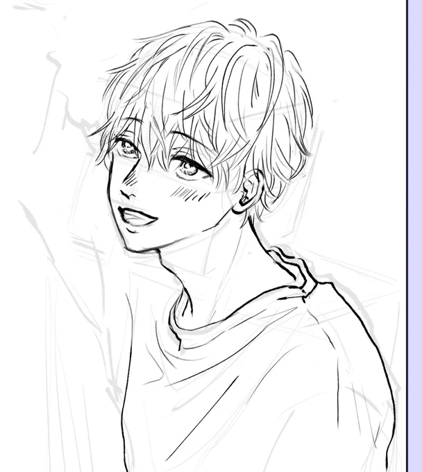 一人描くのに下描きだけで二時間かかってる(先は長いよ!)んだけど、キュンとしてもらえるように、がんばる♪ 