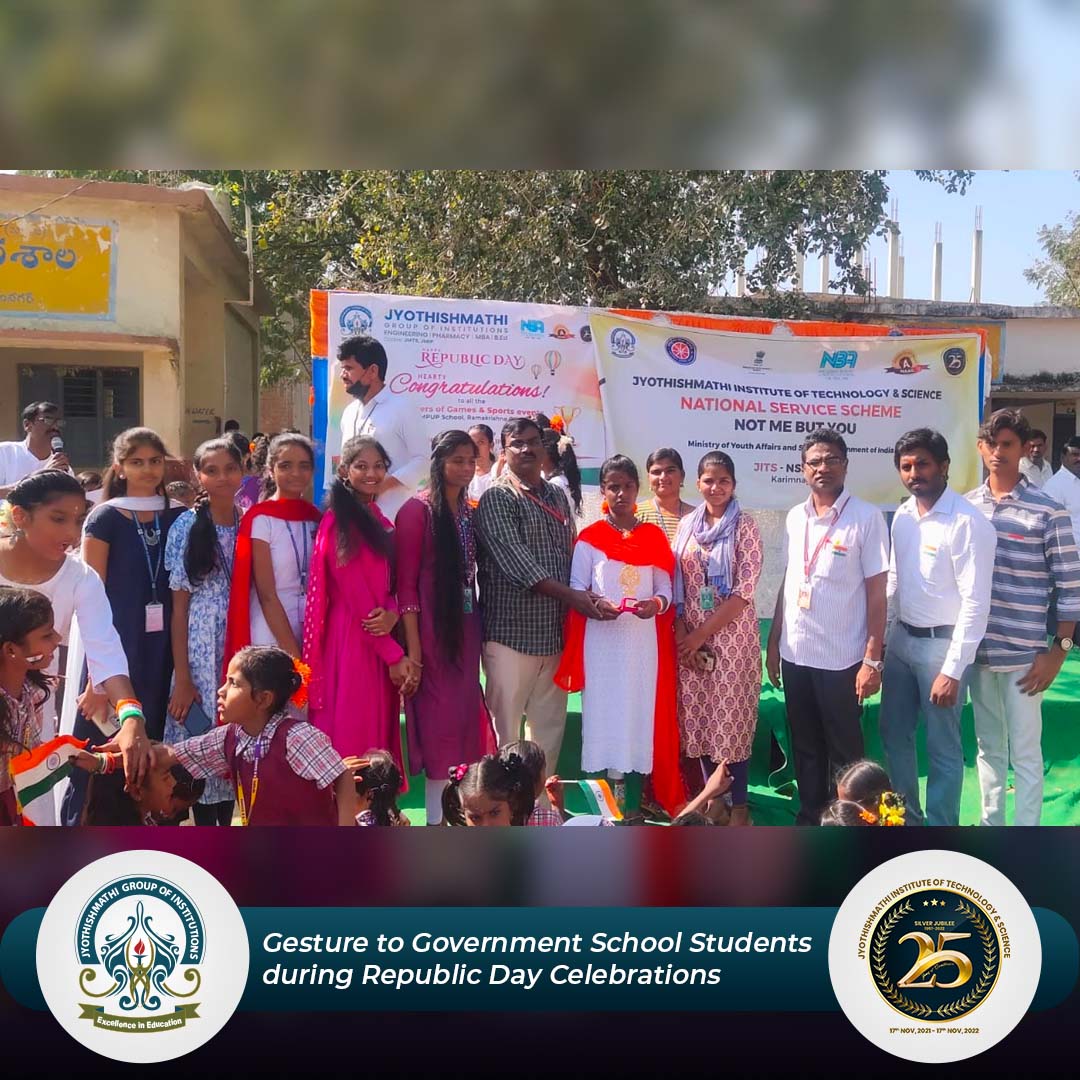 JITS_KNR's tweet photo. JITS NSS unit celebrated the 74th Republic Day with a difference by distributing prizes to participants of various competitions in MPUP School in Ramakrishna colony Thimmapur 26th Jan 2023
#Gesture #RepublicDayCelebrations #JITSNSSUnit #Celebrations #Prizes #RepublicDay #NSSUnit https://t.co/OJ6FSzDoEw