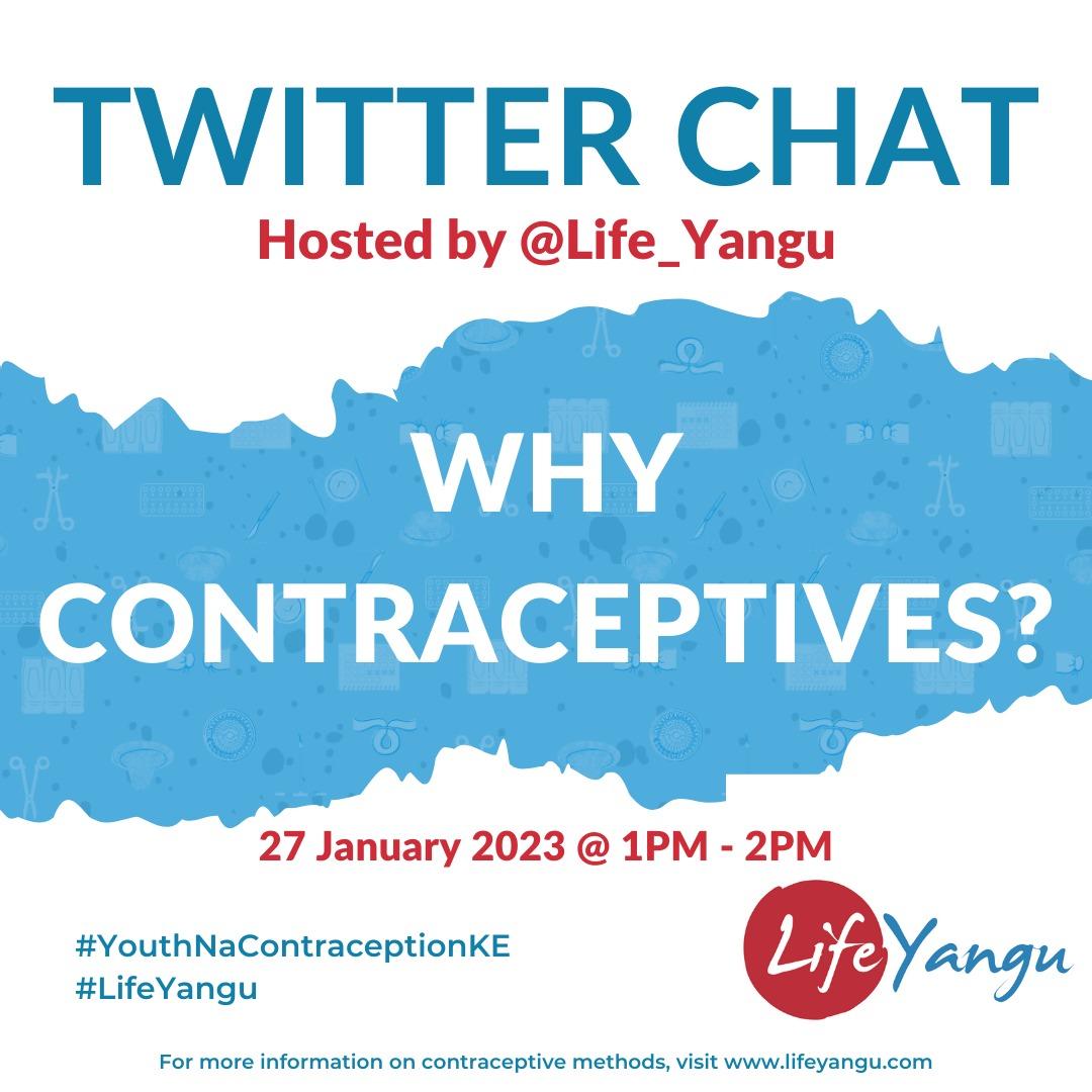 Join us and be part of the conversation this Friday from 1PM - 2PM.
#LifeYangu
#YouthNaContraceptionKE 
#Enlighteningthesociety