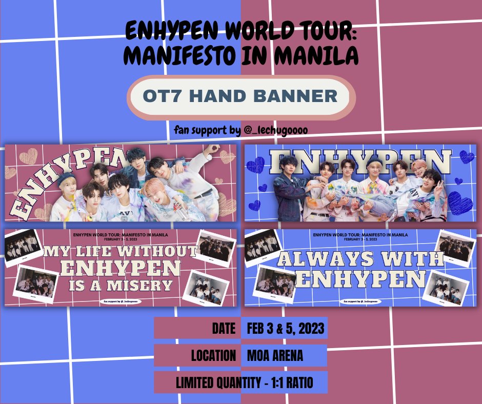 #MANIFESTO_IN_MANILA
— fan support by <a href="/_lechugoooo/">ALEXA 💚</a>

i’ll be giving away OT7 hand banners on feb 3 and 5

○ like &amp; rt
○ limited qty | 1:1 ratio
○ exact time &amp; location: TBA