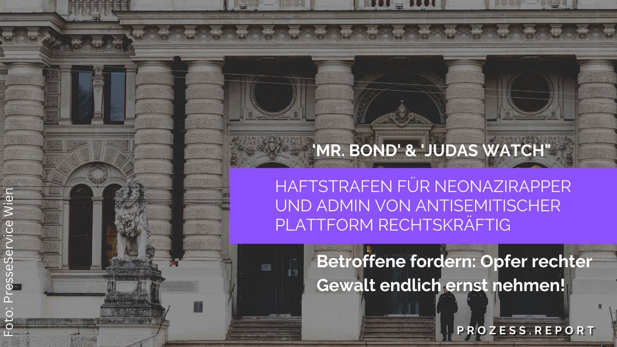 prozessreport's tweet photo. Haftstrafen für Neonazirapper #MrBond und den Betreiber der antisemitischen Plattform #Judaswatch

Wieder bleiben viele Fragen offen. Der Umgang mit Betroffenen muss sich ändern, sie müssen endlich ernst genommen werden!
https://t.co/44MqbzGufy
#rechtenTerrorStoppen https://t.co/jp6V2SwXHT
