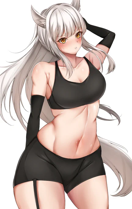 プラチナちゃんのおなかとスポブラすき～～#アークナイツ#Arknights 