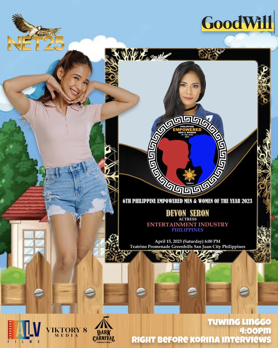 alvfilmsentert1's tweet image. Congratulations sa ating mga ka GoodWill David Chua, Devon Seron and Kat Galang nominees for the upcoming 6th Philippine Empowered Men and Women of the Year 2023. 🏆

Proud kami sa inyo mga ka-GoodWill! 🥳🎉🎉🎉

#GoodWillOnNet25