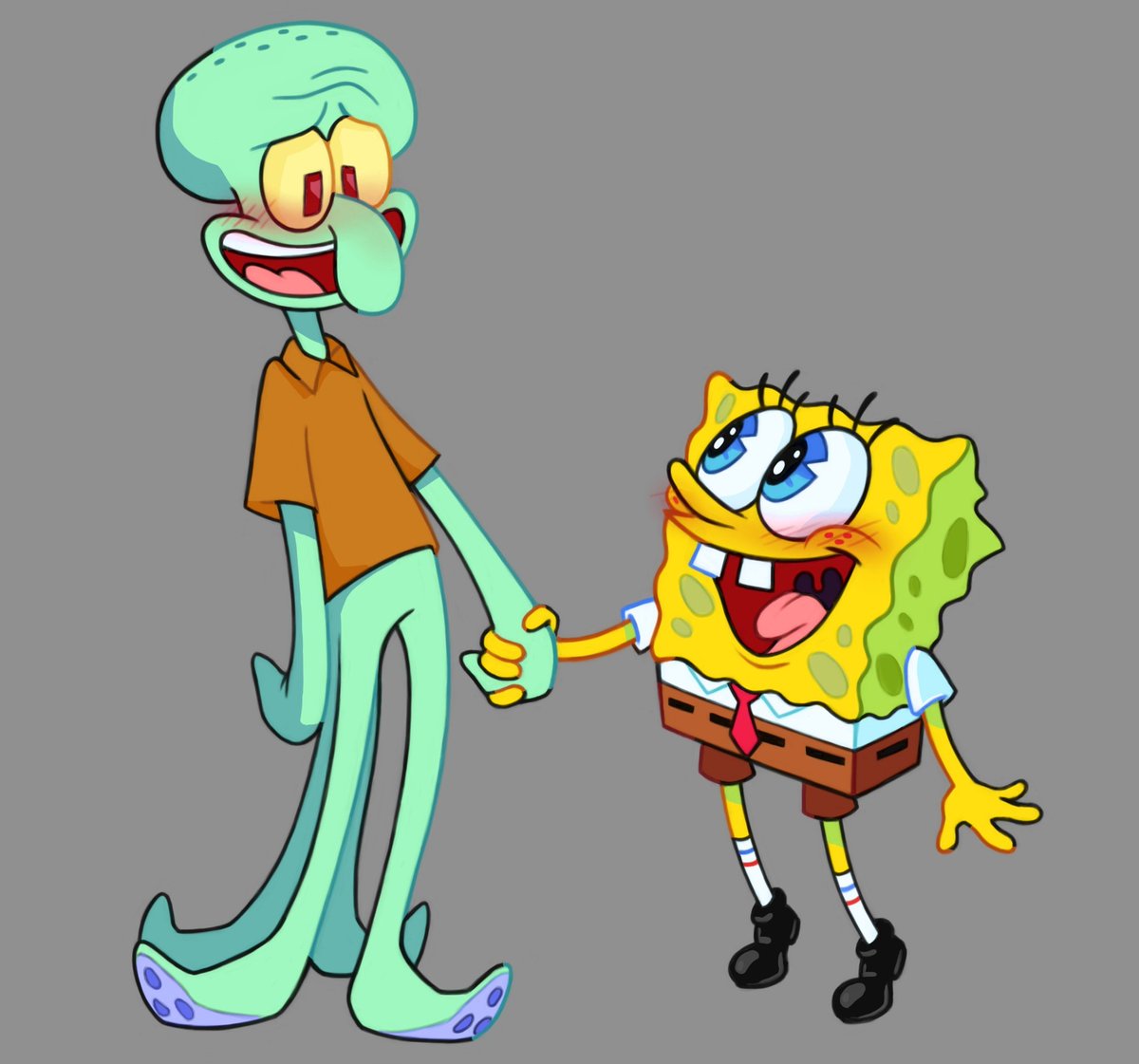 I haven't changed fandom, I just always wanted to draw them. You can see  this as platonic or romantic whichever way you want, as long as Squidward  is happy👌 #squidbob #SpongeBob, image size:1200x1121