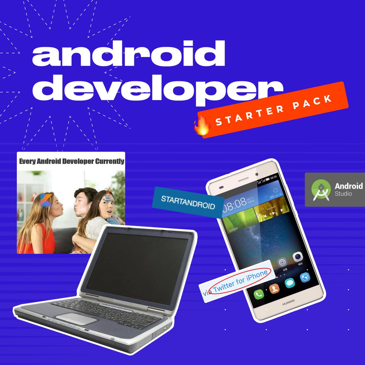 FunCorp2's tweet image. What did we forget to add to this list: a good pair of comfortable sweatpants, a cup of coffee, a stress ball or a fidget spinner? Tell us in the comments. 

Our #android  #engineers ensured that with this starter pack you&apos;ll be well on your way to creating amazing apps!