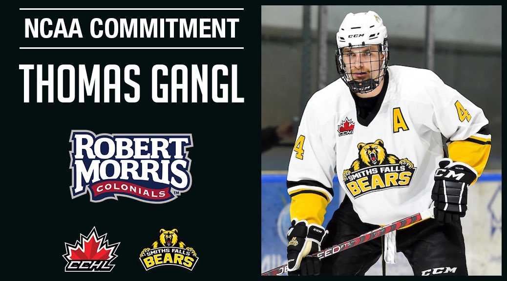 Commitment Alert 🚨 
<a href="/SFBears/">Smiths Falls Bears</a> 2002 D Thomas Gangl has committed to <a href="/NCAAIceHockey/">NCAA Ice Hockey</a> <a href="/RMUMHockey/">RMU Men’s Hockey</a> for 2023-24

📷 icelevel.com
Graphic | Mark Kelly

🗞️ | thecchl.ca/commitment-ale…