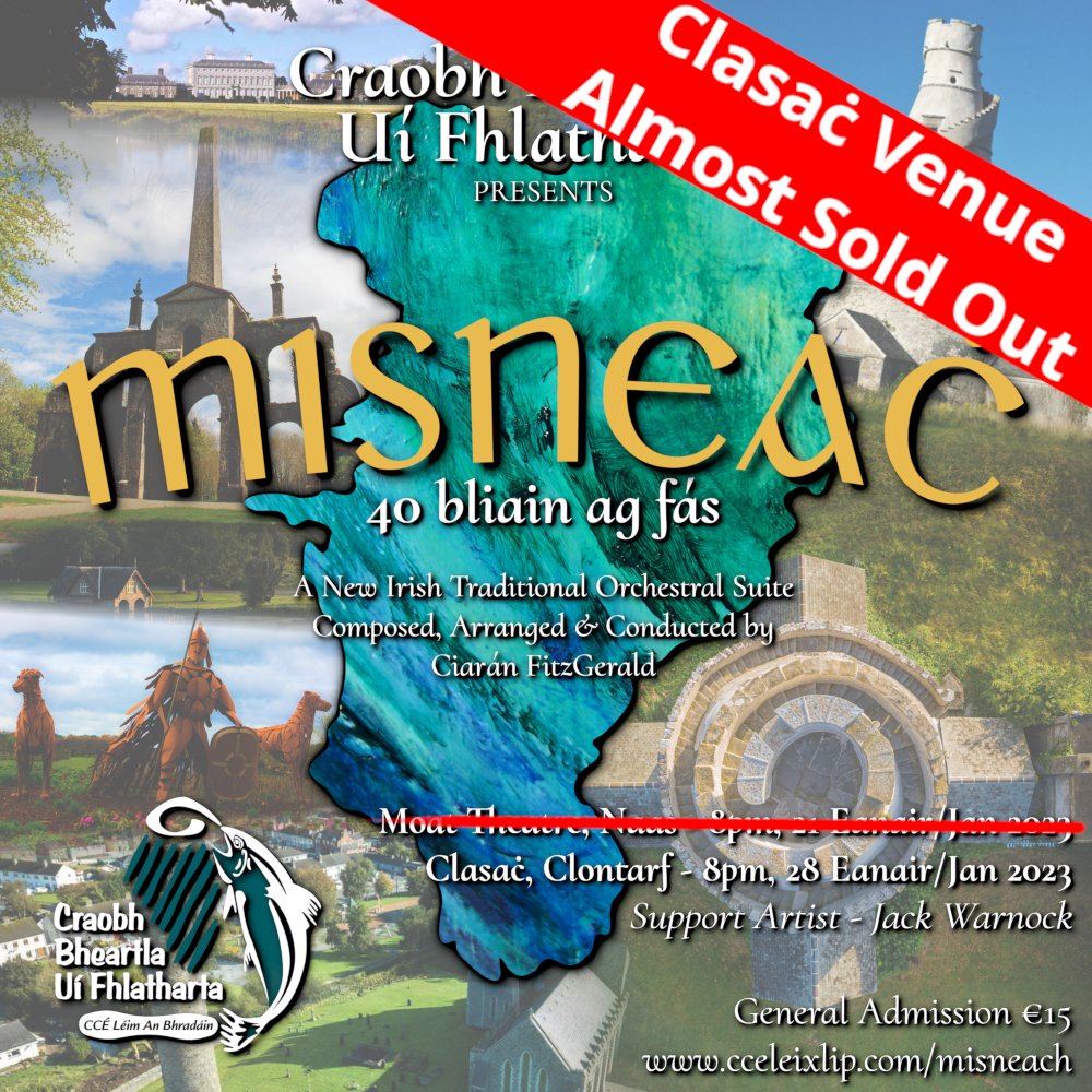 We are almost sold out for the 2nd performance of Misneaċ!
Tomorrow at 8pm in Clasaċ, Clontarf. 🎶 

Final tickets available at the link below:
eventbrite.ie/e/misneach-40-…