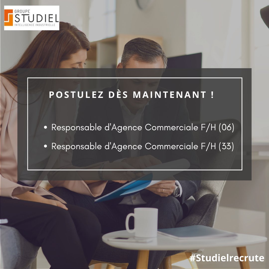 Deux postes de commercial sont à pourvoir que Nice et Bordeaux.
Postulez directement sur recrutement@studielgroup.com.
Retrouvez ces offres ici : lnkd.in/dgTuyk7

#Studielrecrute #recrutement #emploi #industriel #commercial #commerce