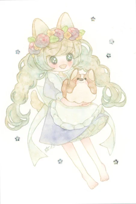 コーギーが好きすぎてコーギーのケモ耳女の子とコーギーを描いていますコーギーはいいぞ、、、 
