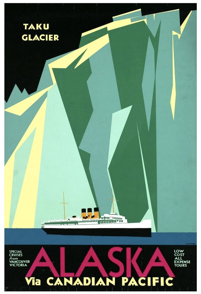 #vintage #travel #posters #artdeco #decorativeart #nostalgia #timegonepast #alaska #cruise #TRAIN