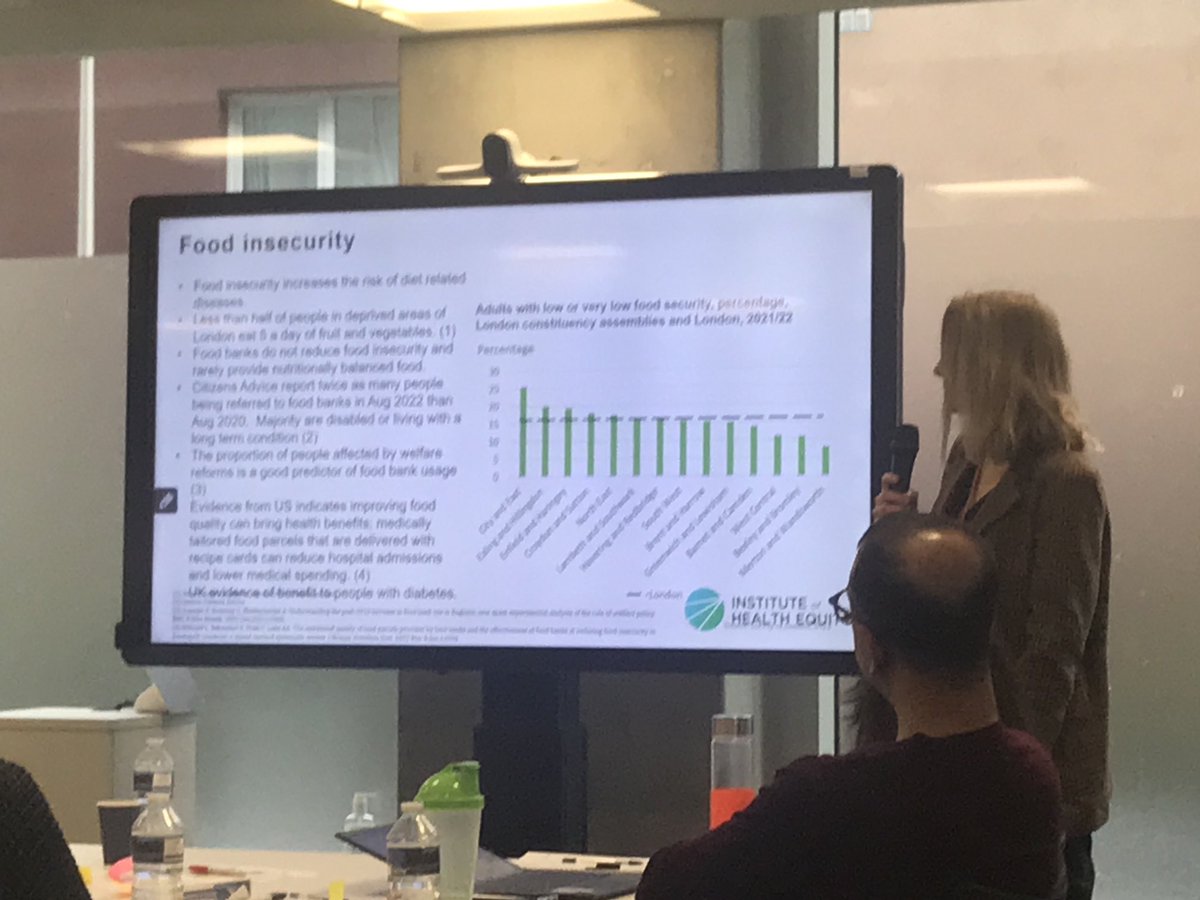 The Cost for Communities - London Community Development Network meeting - Institute for Health Equity recommendations. We need to have welfare advisors present in food banks to ensure people are receiving all the support their entailed to ⁦@MayorofLondon⁩ ⁦@_TPHC⁩