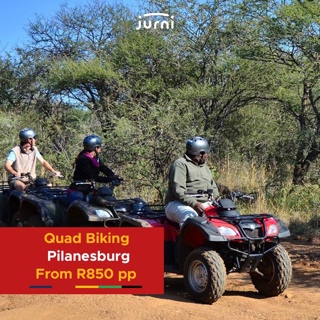 Go and search for adventure and wildlife on four-wheelers in Pilanesburg. 
Getting to witness the beauty of the Letsatsing Game reserve can be the most rewarding ride.
 #unpackyourjurni #quadlife #experience #fridayfeels