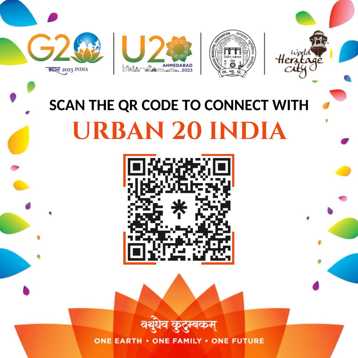 As our Amdavad proudly hosts the U20, here is your chance to connect with the Urban-20. Scan the QR code and connect with the Urban 20 India and stay updated on the developments.
#G20India
#G20summit #U20India 
<a href="/U20India/">U20 INDIA</a>