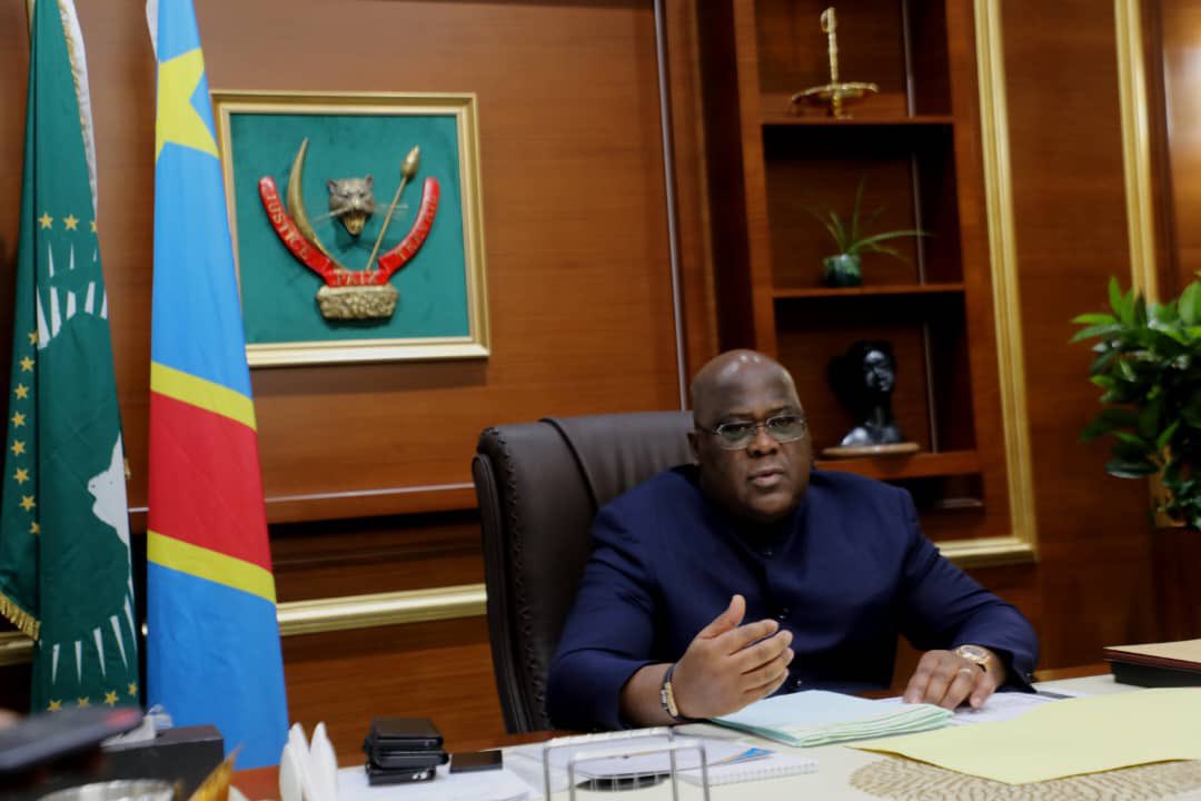 Presidence_RDC's tweet photo. #RDC 27.01.2023|#CitéUA
Le Chef de l'État, Félix-Antoine Tshisekedi Tshilombo préside, par visioconférence, la quatre-vingt-quatrième réunion du Conseil des Ministres. https://t.co/BmAO2xStXR