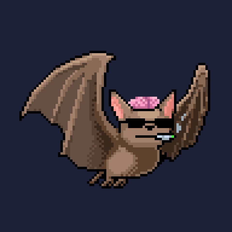 MEGA GMs to the <a href="/CryptoBatzNFT/">CryptoBatz</a> fam. Here's the first Bat I minted early last year. I used to not dig all of the smoking traits but i love them now, cause smoking is cool. 

Post your first minted Bat. I'm going to send a MutantBat to my favorite.