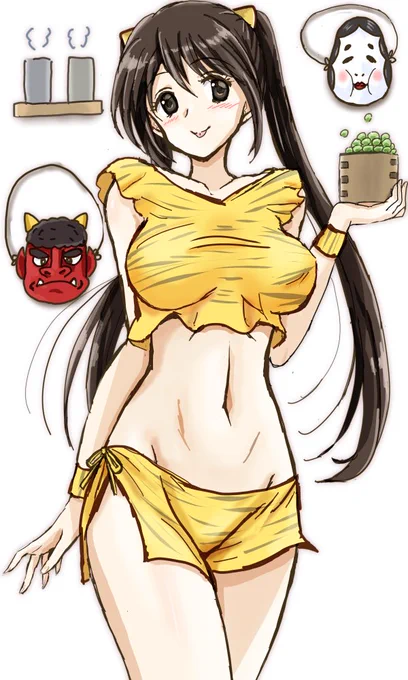 昨晩描き上げた峠茶屋子(軽装鬼衣装)。白背景 