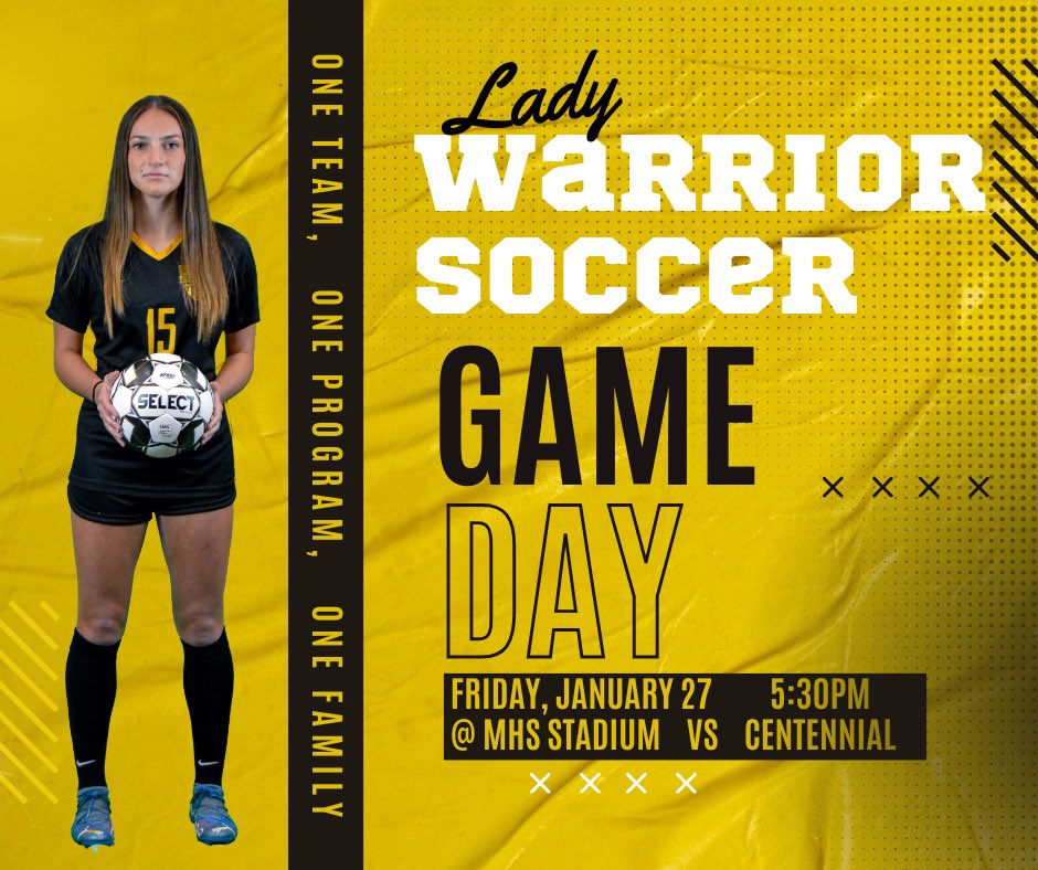 It’s game day!  Your Warriors welcome Centennial to MHS tonight!  Varsity kickoff is at 5:30 with JV to follow!  Go Warriors!!!