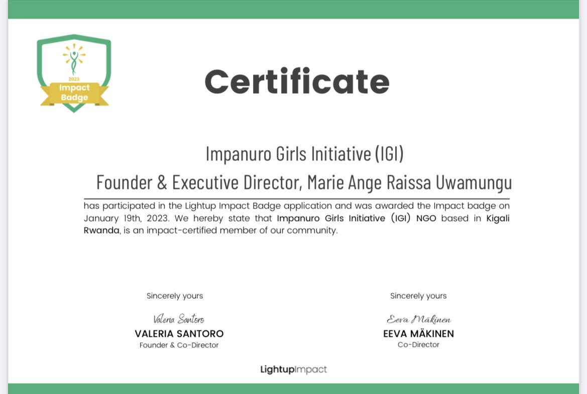 This Friday, we celebrate this #SSFRockstar <a href="/impanuro/">Impanuro Girls Initiative</a>, whose work was recognized as vital in solving problems in vulnerable communities.

Awarded the Impact Badge this week by <a href="/LightupImpact/">Lightup Impact</a>, this champion continues their tremendous work in fostering women's empowerment.