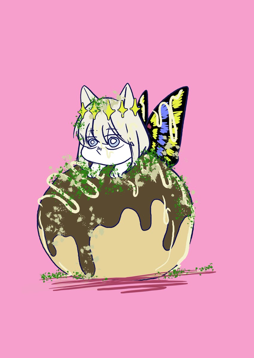 oberon (fate) food 1boy wings solo male focus butterfly wings simple background  illustration images