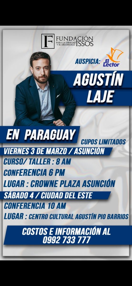 issospilar's tweet photo. Agustín Laje en Paraguay! 🇵🇾
📣 ¡La Fundación Issos para la Libertad y el Desarrollo siempre a la vanguardia defendiendo las ideas de la libertad!
¡Por eso te traemos al más importante intelectual de la #BatallaCultural
#agusntinlaje
#issos
#libertad
#nuevaderecha https://t.co/GRsoeDzyBH