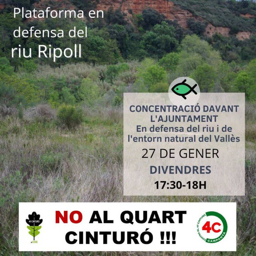 Sento ràbia i impotència,
per la terra és violació!
Ara i sempre per decència
diem #NoalQuartCinturó! 

A #Sabadell, de moment avui: