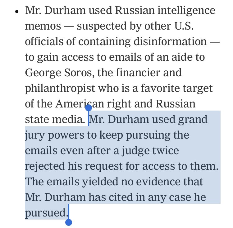 NGrossman81's tweet photo. Remarkable how much Attorney General William Barr and the Special Counsel he appointed, John Durham, started from the belief Donald Trump was the victim of a conspiracy, kept not finding evidence—because he wasn’t—but plowed ahead anyway, getting judicial rebukes and acquittals. https://t.co/9qZnQuHH5g