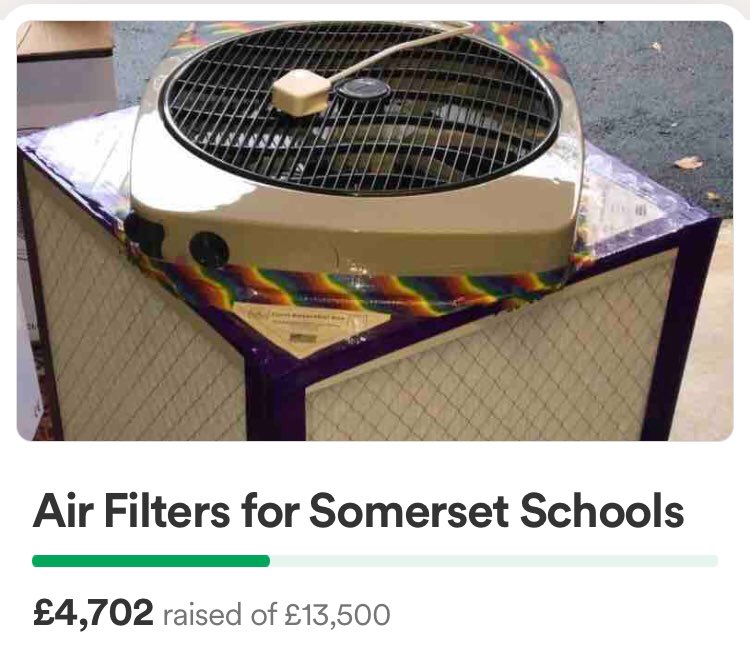 🎈Wow! An anonymous donor just donated £1,190 to my clean air fundraiser 😍 That means I can now build a further 7 #CorsiRosenthalBoxes for schools around #Yeovil. 

📢 Are you a school leader? Get in touch if you want one! 
ℹ️ GoFundMe👇 
gofund.me/3691a0c0