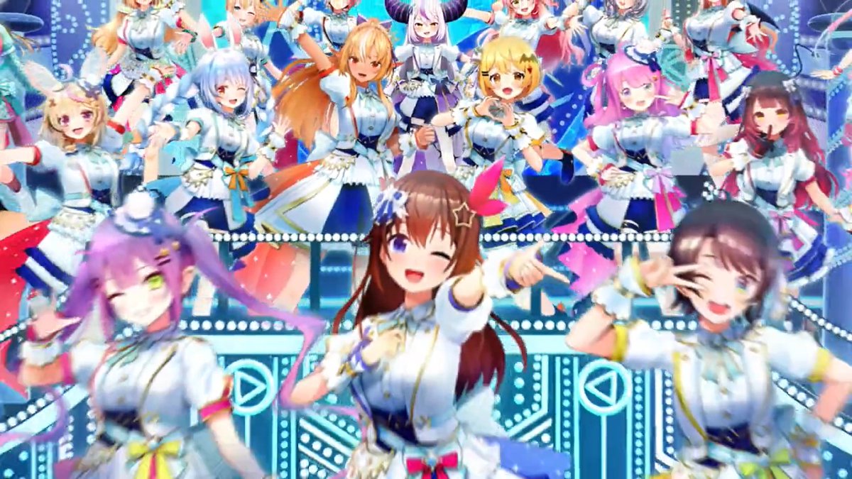 百鬼あやめ ,大空スバル ,癒月ちょこ 「うわ待って!待って!!!待ってぇ!!!!!!!!!!!みんなの新LIVE衣装可愛」|オクトパスプライム・アヒージョ🚑のイラスト