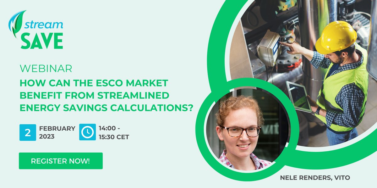 stream_save's tweet image. 💡 Interested in learning more about #streamSAVE?

🖥️ Register for our 3rd #webinar so you don't miss the project presentation by Nele Renders (VITO/EnergyVille)!

🔗 bit.ly/400VWCQ

#H2020EE #energysavings