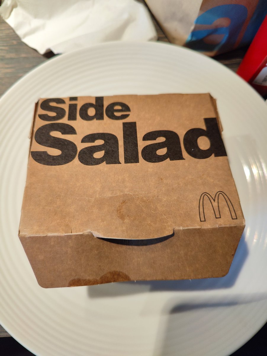 portex33's tweet photo. @McDonaldsUK Not even in Glasgow do we consider 2 burgers to be a side salad!  Completely random addition to my order. https://t.co/wt2Y3UzX5o