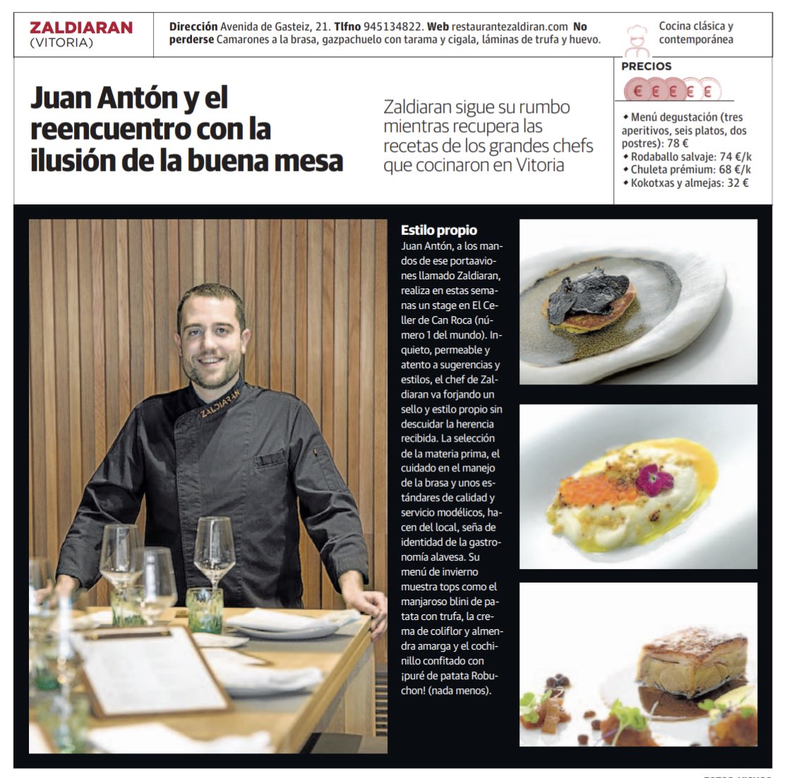 Hoy #restaurantezaldiaran en #jantour #elcorreo por #julianmendez