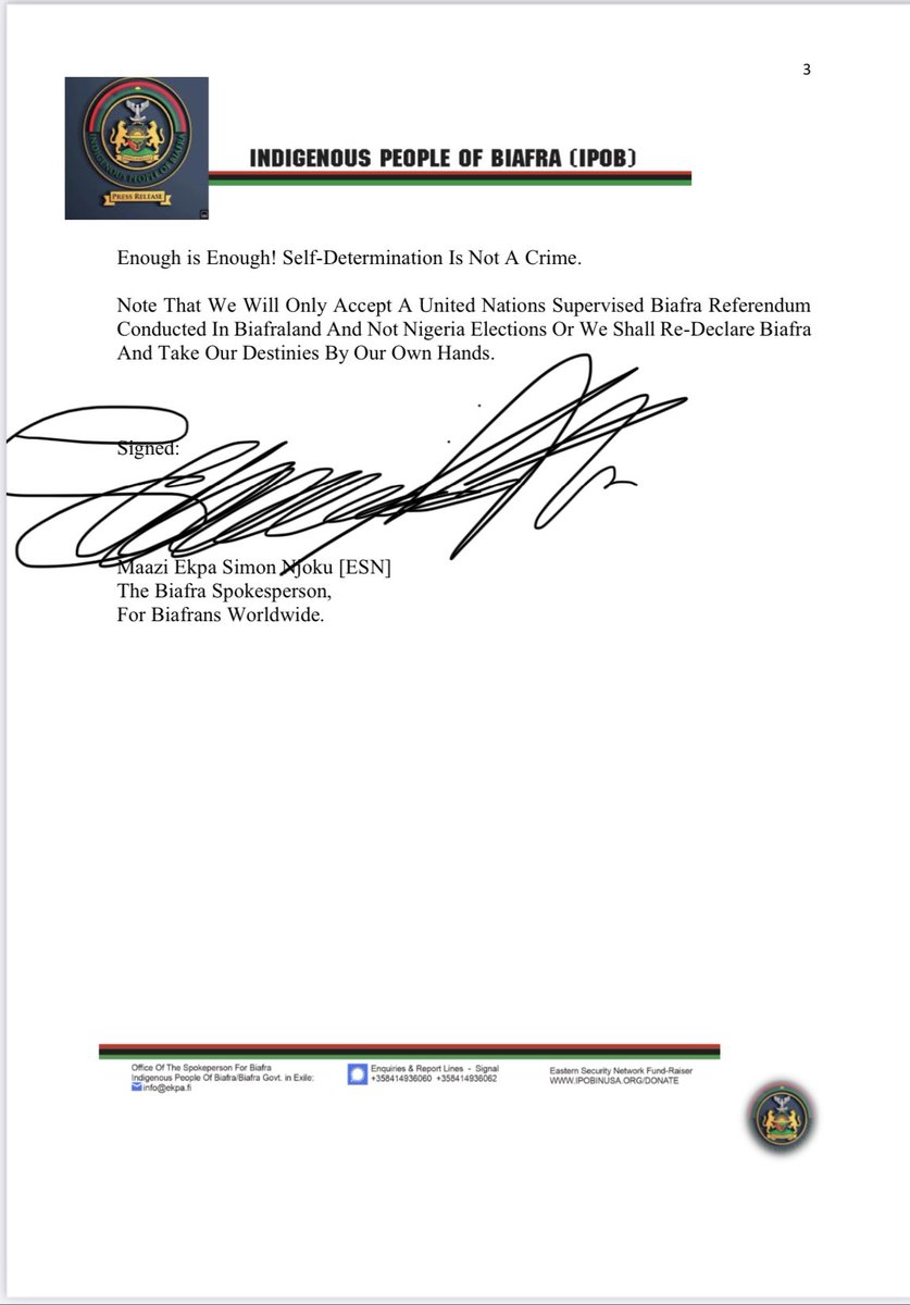 simon_ekpa's tweet image. Any attempt by the Nigeria terrorist government to apply force in order to conduct this fraudulent elections in Biafraland will receive equal resistance from Biafra people.
Also if any helicopter flies and bomb our territory going forward it must be downed.